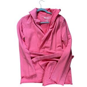 Lucky Brand Pink Hooded Wrap Cardigan Sweater Coral | Size Small